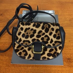 J. Crew Mini Rider Bag Calf Hair leather Saddle